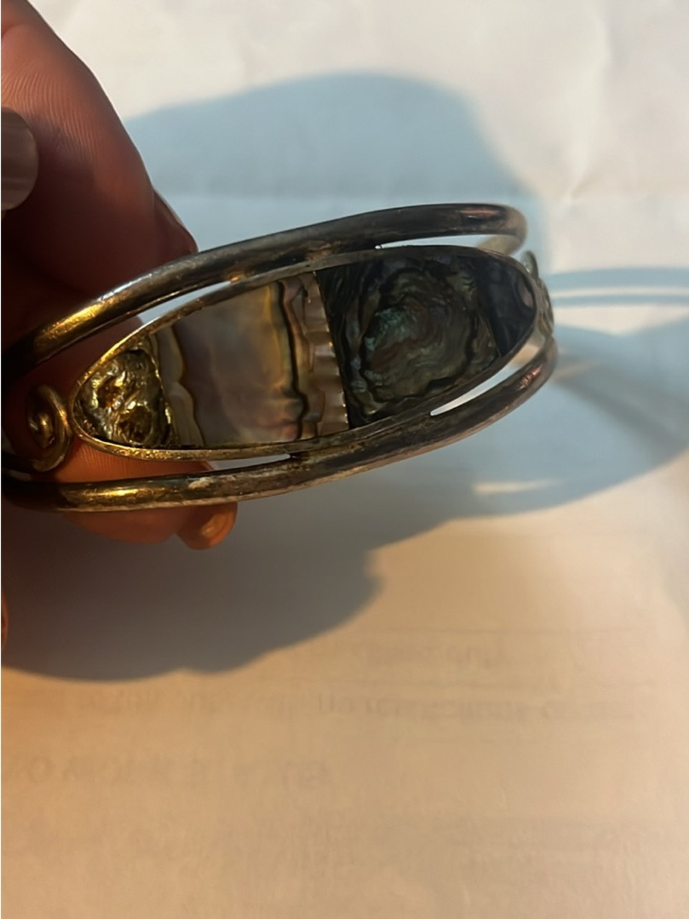 Abalone Shell Inlay Silver tone Cuff Bracelet - Women's Jewelry